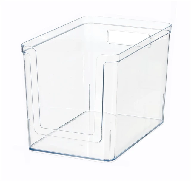 Main image of Mainstays Clear Plastic Pantry Storage Organizer Bin with Open Front, Large Deep, 12in x 7.5in x 8in