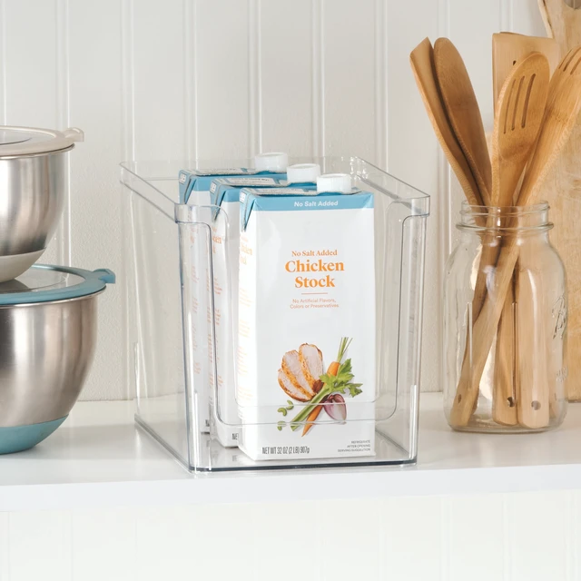 Alt view image 6 of 6 - Mainstays Clear Plastic Pantry Storage Organizer Bin with Open Front, Large Deep, 12in x 7.5in x 8in