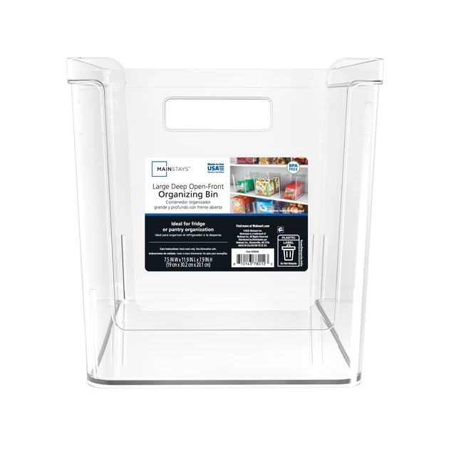 Alt view image 2 of 6 - Mainstays Clear Plastic Pantry Storage Organizer Bin with Open Front, Large Deep, 12in x 7.5in x 8in