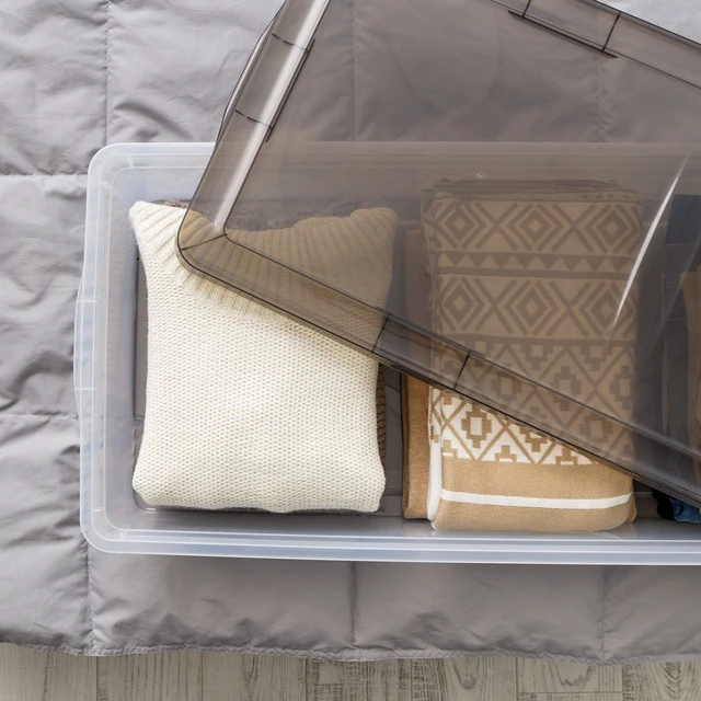 Alt view image 4 of 6 - IRIS 41Qt. Underbed Plastic Storage Bin with Lid, Stackable Storage Tote