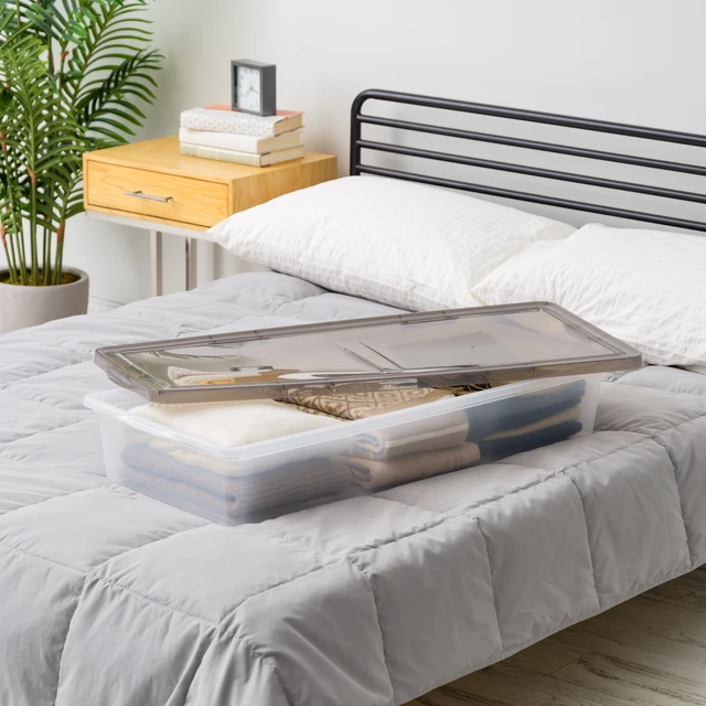 Alt view image 6 of 6 - IRIS 41Qt. Underbed Plastic Storage Bin with Lid, Stackable Storage Tote