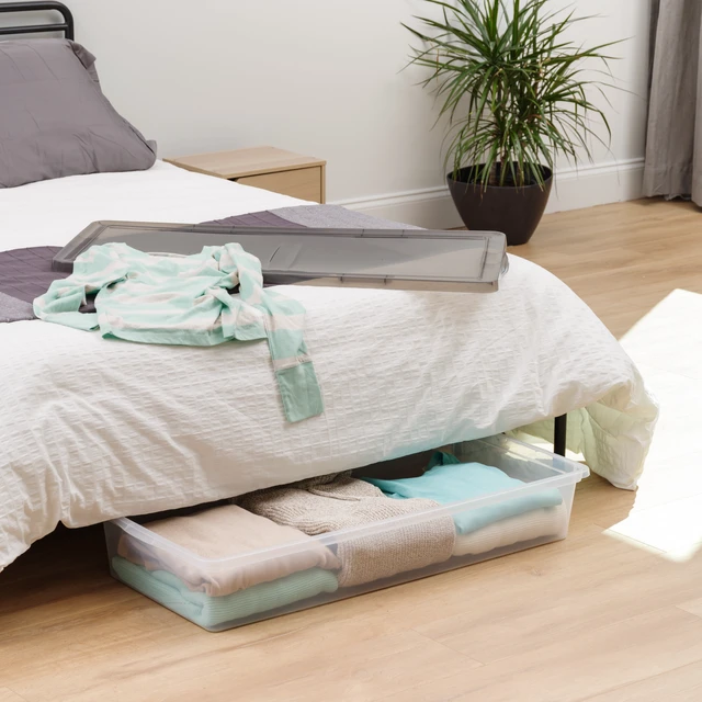 Alt view image 2 of 6 - IRIS 41Qt. Underbed Plastic Storage Bin with Lid, Stackable Storage Tote