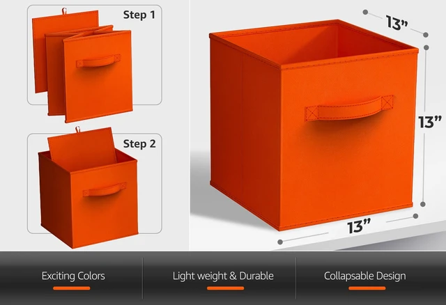 Alt view image 3 of 4 - 13" Sorbus Foldable Fabric Storage Cube Bin, Orange
