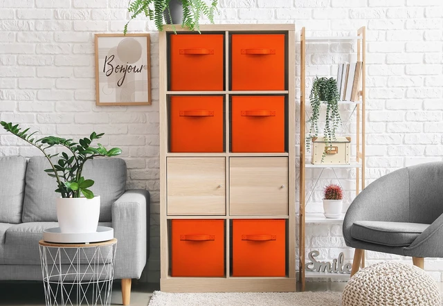 Alt view image 2 of 4 - 13" Sorbus Foldable Fabric Storage Cube Bin, Orange