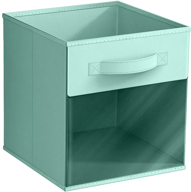 Main image of Sorbus 11-Inch Collapsible Fabric Storage Bin with Clear Window, Pastel Teal