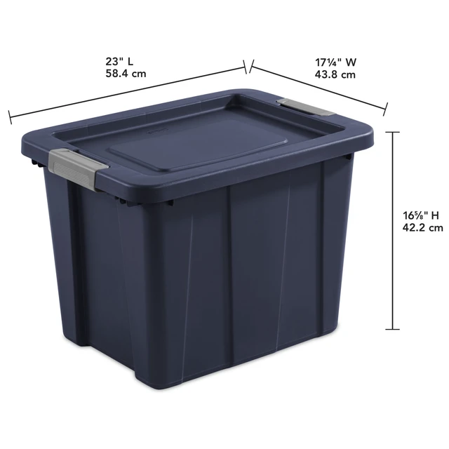 Alt view image 4 of 6 - Sterilite Tuff1 18Gallon Large Latching Storage Bin, Rugged Plastic Tote with Latch Lid, Heavy Duty, Dark Blue
