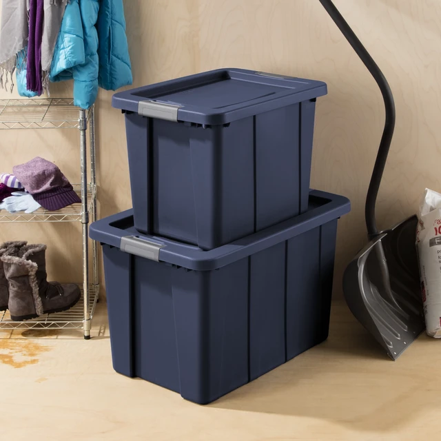 Alt view image 6 of 6 - Sterilite Tuff1 18Gallon Large Latching Storage Bin, Rugged Plastic Tote with Latch Lid, Heavy Duty, Dark Blue
