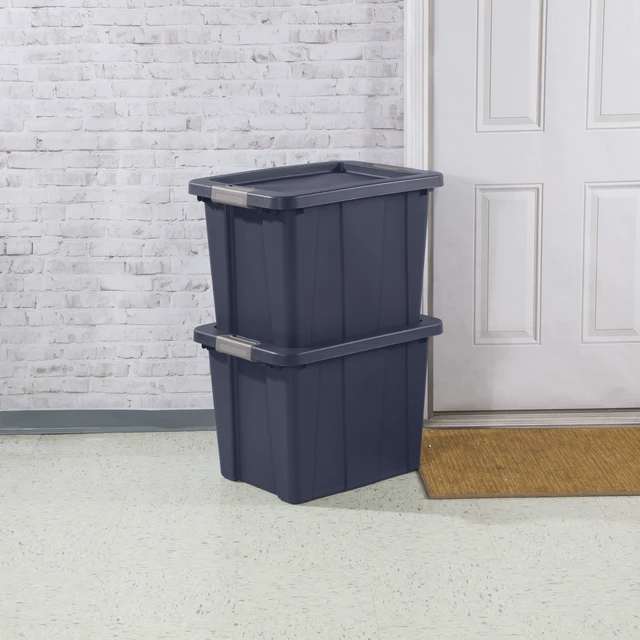 Alt view image 5 of 6 - Sterilite Tuff1 18Gallon Large Latching Storage Bin, Rugged Plastic Tote with Latch Lid, Heavy Duty, Dark Blue