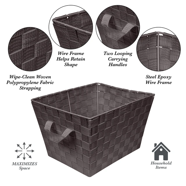 Alt view image 5 of 5 - Simplify Small Woven Storage Basket in Chocolate Brown