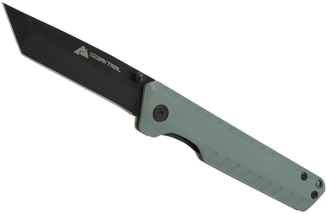 Alt view image 6 of 6 - Ozark Trail Shadow 7.5in Tanto Folding Knife, 3.25in Stainless Steel Blade with Titanium Coating, Green