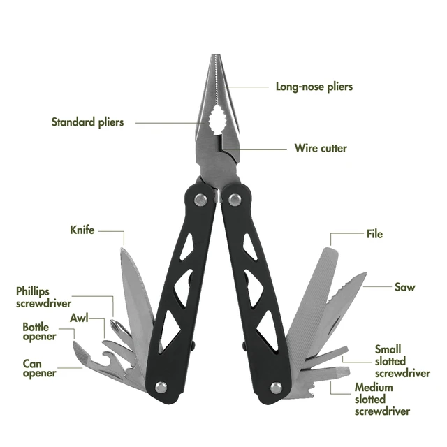 Alt view image 4 of 6 - Ozark Trail Trailside 12-in-1 Pliers-Based Multitool, Black