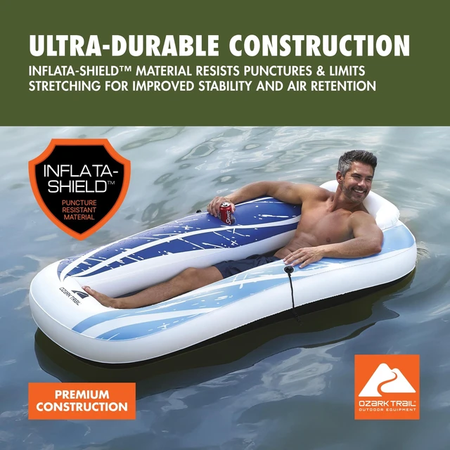 Alt view image 4 of 5 - Ozark Trail Sol Venture 74 in Blue Mesh Single Lounge Float
