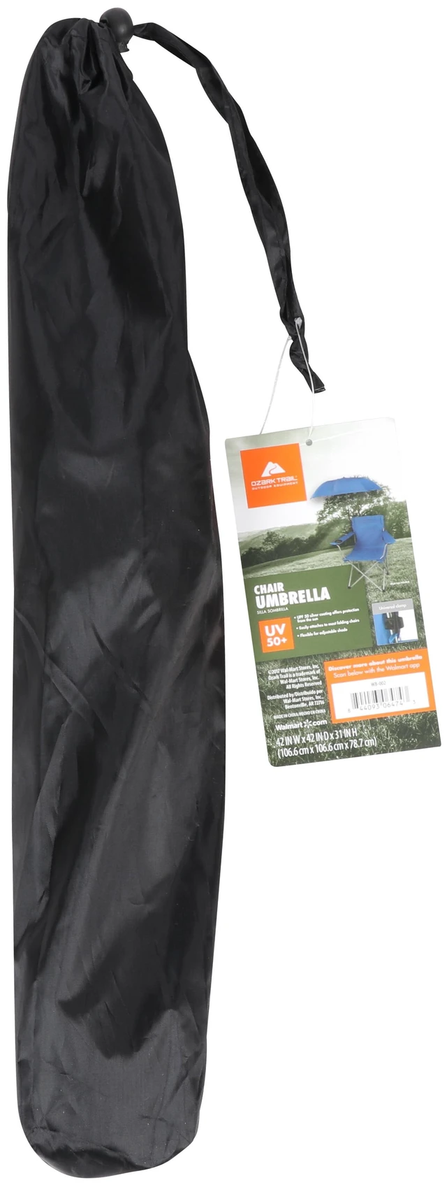 Alt view image 5 of 6 - 2 Pack Ozark Trail Chair Umbrella with Universal Clamp, Adult, Black