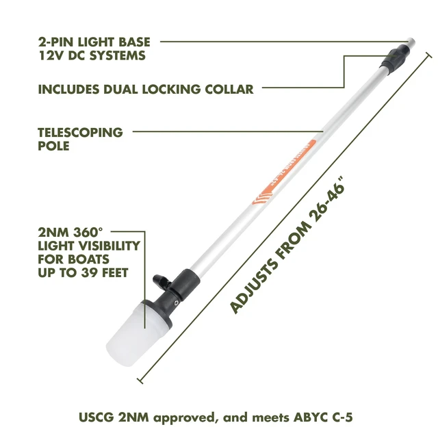Alt view image 5 of 6 - Ozark Trail BT6239 Marine White All-Around Boat Pole Light