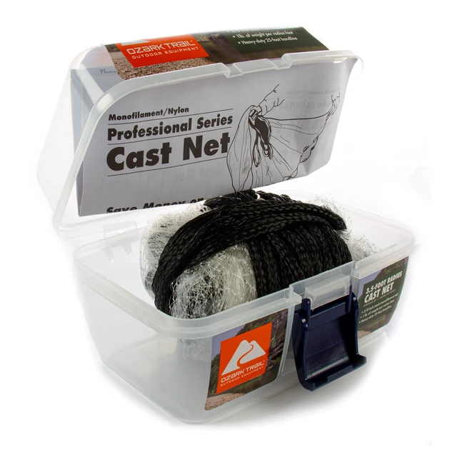 Alt view image 3 of 6 - Ozark Trail Pro Series 3/8in Mesh 3.5ft Radius Cast Net for Bait Fishing