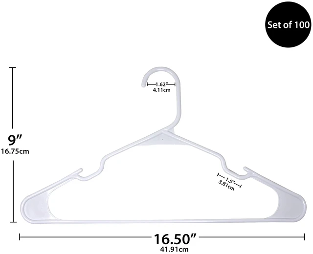 Alt view image 6 of 7 - Mainstays Plastic Notched Adult Clothes Hangers, Arctic White, 100Count