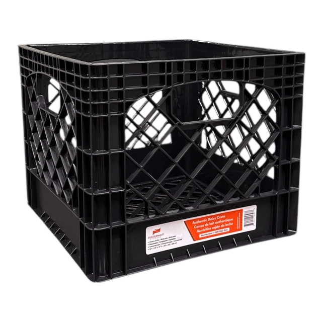 Alt view image 2 of 5 - Juggernaut Storage 16QT Heavy-Duty Plastic Milk Crate with Built-in Handles, Black