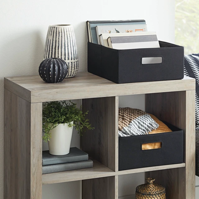 Alt view image 5 of 7 - Better Homes & Gardens Half-Size Fabric Storage Bin, Black