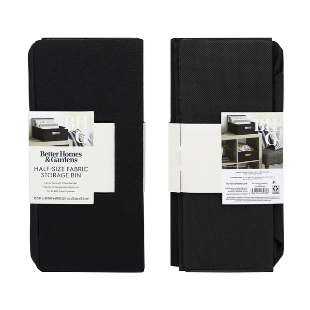 Alt view image 3 of 7 - Better Homes & Gardens Half-Size Fabric Storage Bin, Black