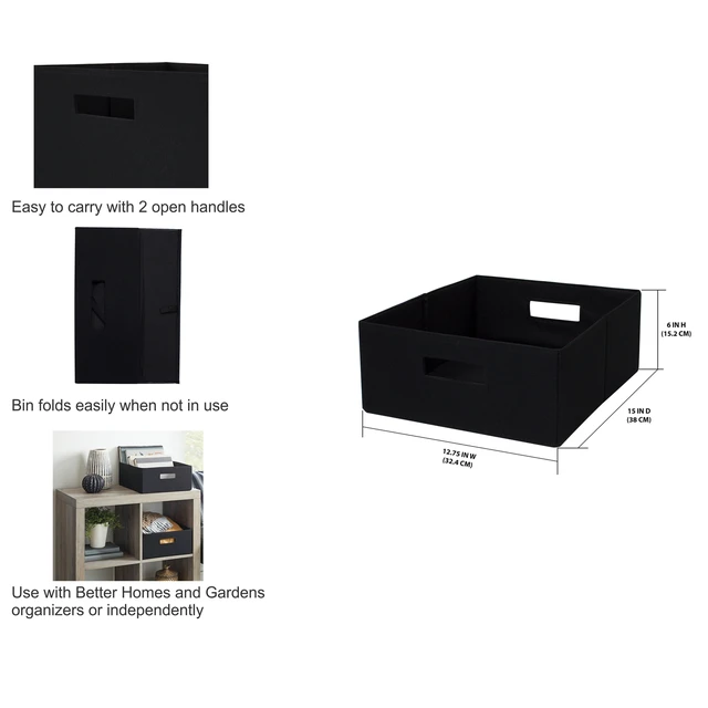 Alt view image 7 of 7 - Better Homes & Gardens Half-Size Fabric Storage Bin, Black