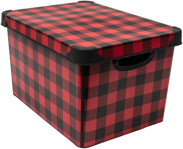 Main image of Simplify Checkered Black and Red Storage Tote Bin