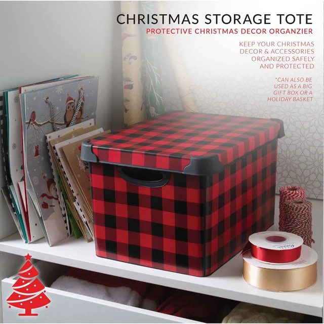 Alt view image 5 of 5 - Simplify Checkered Black and Red Storage Tote Bin