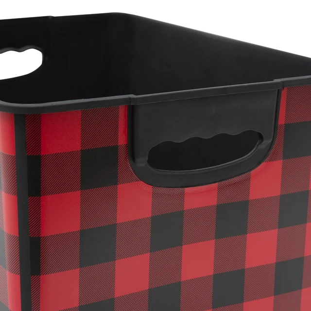 Alt view image 3 of 5 - Simplify Checkered Black and Red Storage Tote Bin