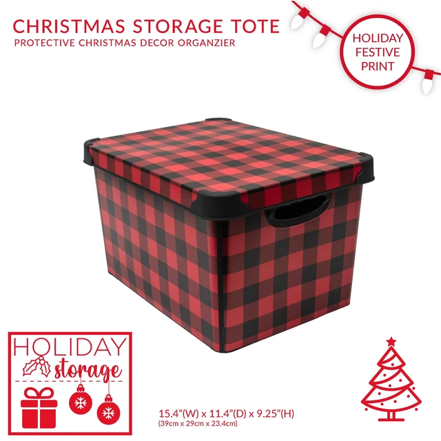 Alt view image 2 of 5 - Simplify Checkered Black and Red Storage Tote Bin