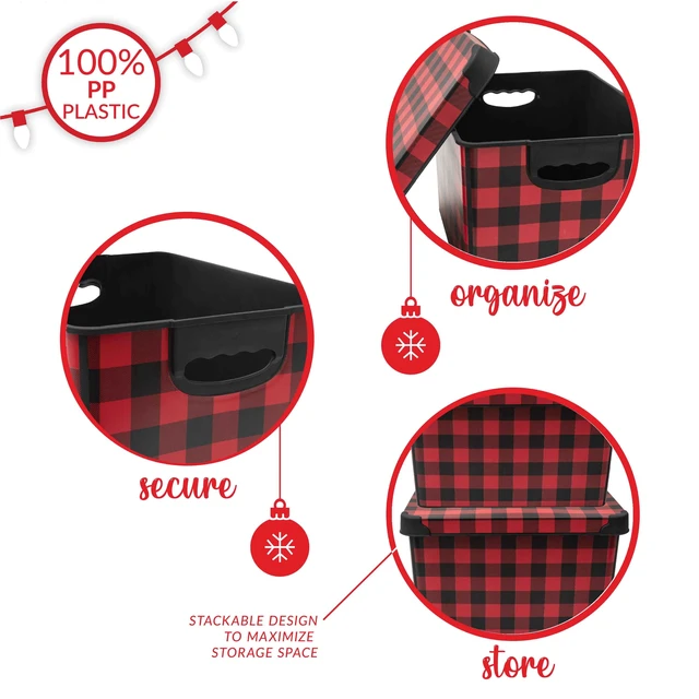 Alt view image 4 of 5 - Simplify Checkered Black and Red Storage Tote Bin