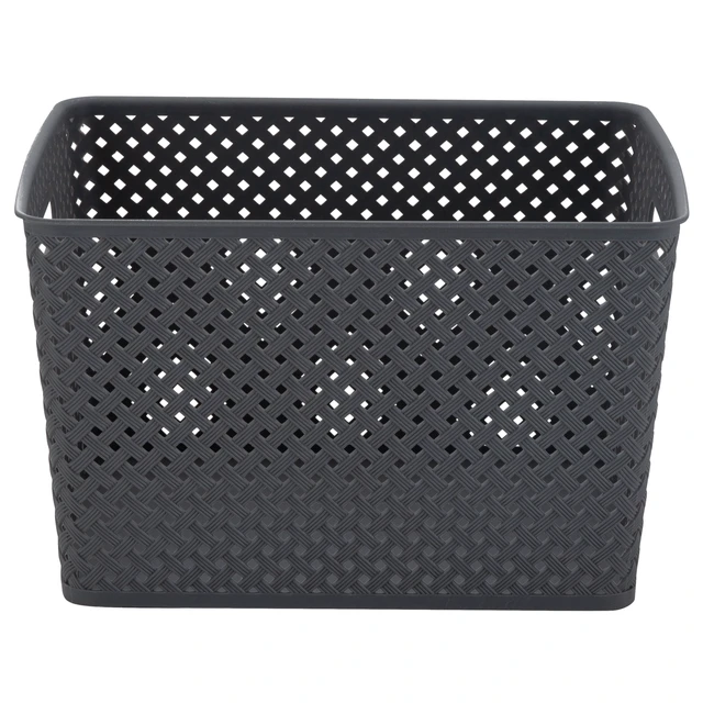 Alt view image 3 of 6 - Simplify Large Resin Wicker Storage Bin, Gray
