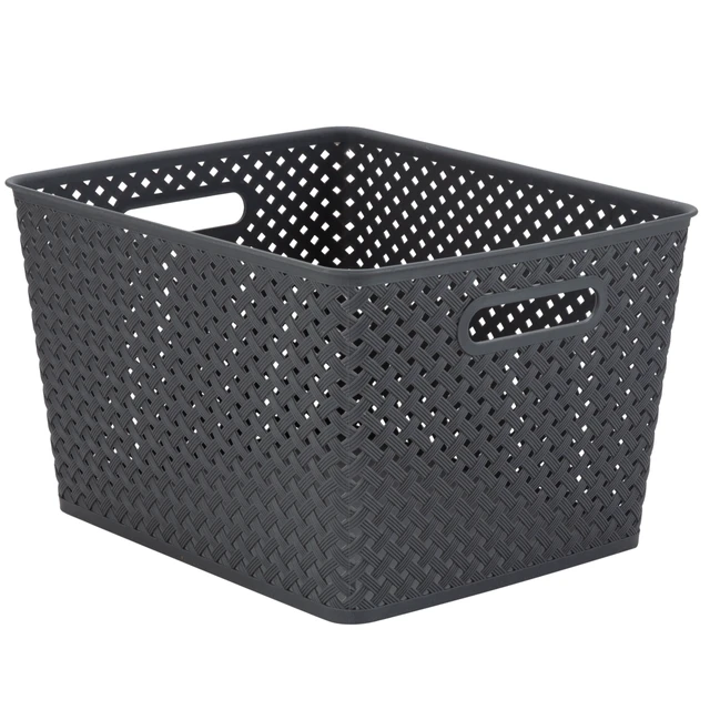 Alt view image 6 of 6 - Simplify Large Resin Wicker Storage Bin, Gray