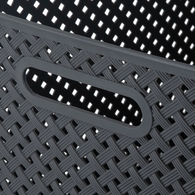 Alt view image 5 of 6 - Simplify Large Resin Wicker Storage Bin, Gray