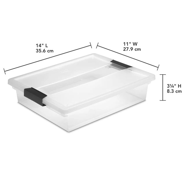 Alt view image 4 of 5 - Sterilite Large Clip Box Clear Plastic Storage Bin with Latching Lid Fits Letter-Size Paper Black Latches