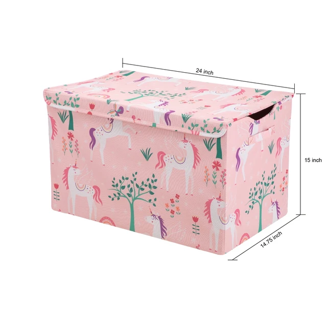 Alt view image 5 of 6 - Your Zone Kids Unicorn Pattern Collapsible Toy Storage Trunk, 24in x 14.75in x 15in