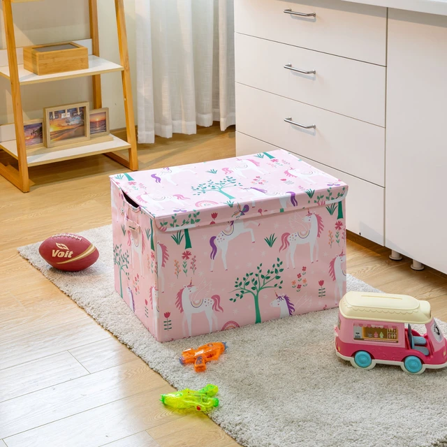 Alt view image 6 of 6 - Your Zone Kids Unicorn Pattern Collapsible Toy Storage Trunk, 24in x 14.75in x 15in