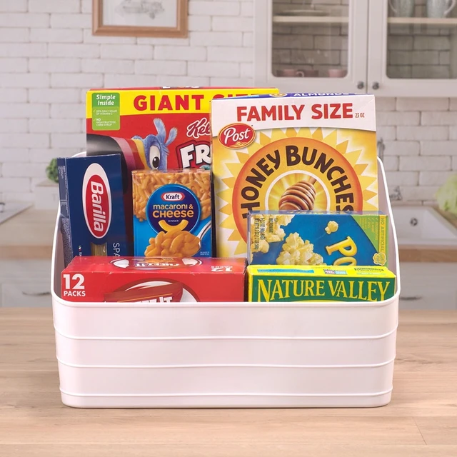 Alt view image 2 of 6 - Mainstays Wide Slanted Flexible Closet Organizer Bin with Handle, 5.5Gal, Arctic White Plastic