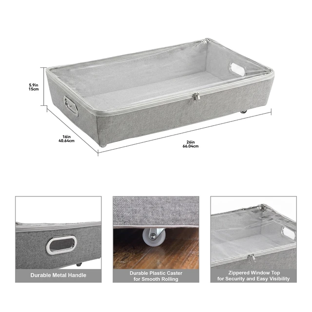 Alt view image 4 of 6 - Rolling Under-Bed Storage Bin with Zipper, Better Homes & Gardens, Gray