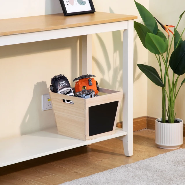 Alt view image 5 of 6 - Your Zone Kids Natural Wood Storage Bin with Chalkboard Label and Cutout Handles, 11in x 11in x 9in