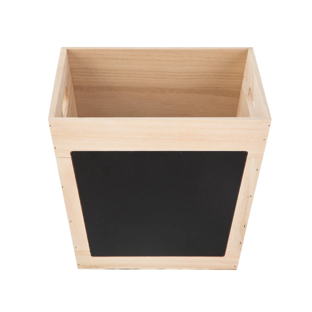 Alt view image 3 of 6 - Your Zone Kids Natural Wood Storage Bin with Chalkboard Label and Cutout Handles, 11in x 11in x 9in