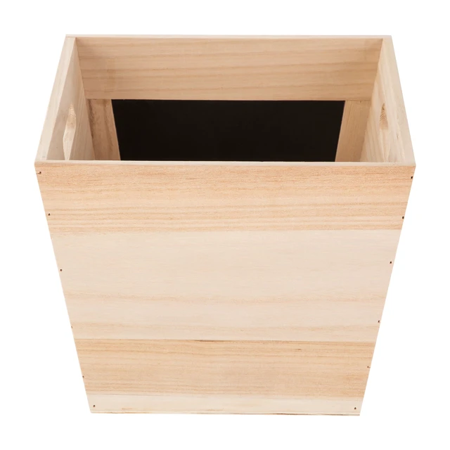 Alt view image 2 of 6 - Your Zone Kids Natural Wood Storage Bin with Chalkboard Label and Cutout Handles, 11in x 11in x 9in