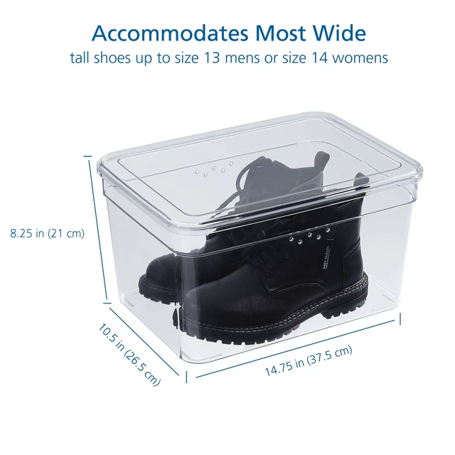 Alt view image 5 of 6 - Mainstays Clear Glossy Plastic Extra Tall Shoe Box with Lid