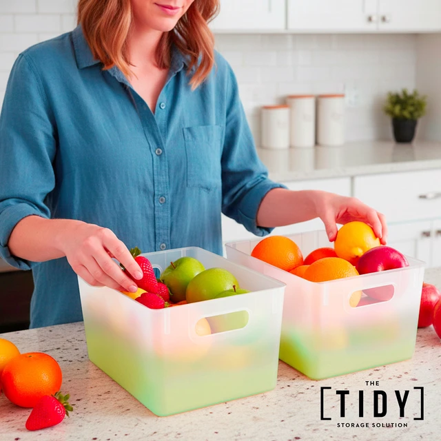 Alt view image 5 of 7 - Tidy Matte Closet Stackable Storage Bins with Handles, 2-Pack, Sage