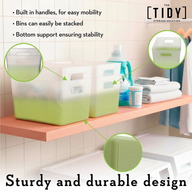Alt view image 3 of 7 - Tidy Matte Closet Stackable Storage Bins with Handles, 2-Pack, Sage