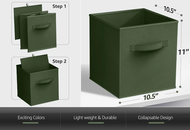 Alt view image 4 of 6 - Sorbus Collapsible Fabric Cube Storage Bin 10.5" x 10.5", Dark Green