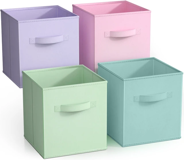 Main image of Sorbus Collapsible Cube Fabric Storage Bins 10" x 10", 4 Pack, in Child & Nursery Pastel Colors