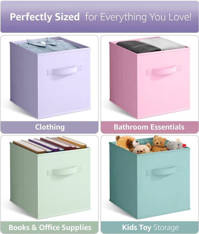 Alt view image 6 of 6 - Sorbus Collapsible Cube Fabric Storage Bins 10" x 10", 4 Pack, in Child & Nursery Pastel Colors