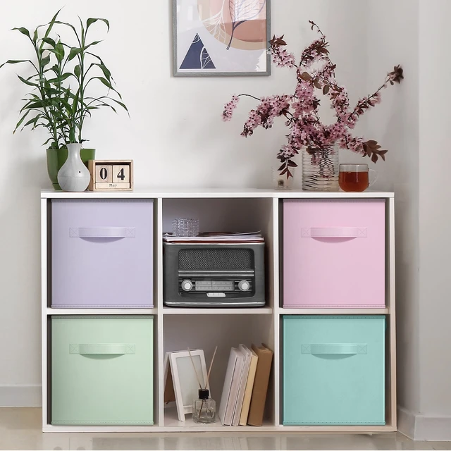 Alt view image 2 of 6 - Sorbus Collapsible Cube Fabric Storage Bins 10" x 10", 4 Pack, in Child & Nursery Pastel Colors