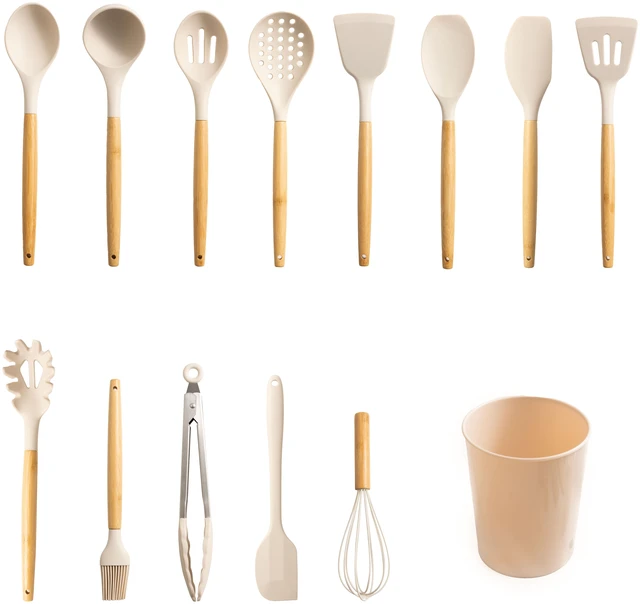 Main image of Mainstays Silicone & Bamboo Cooking Utensil Set, 14 Pieces