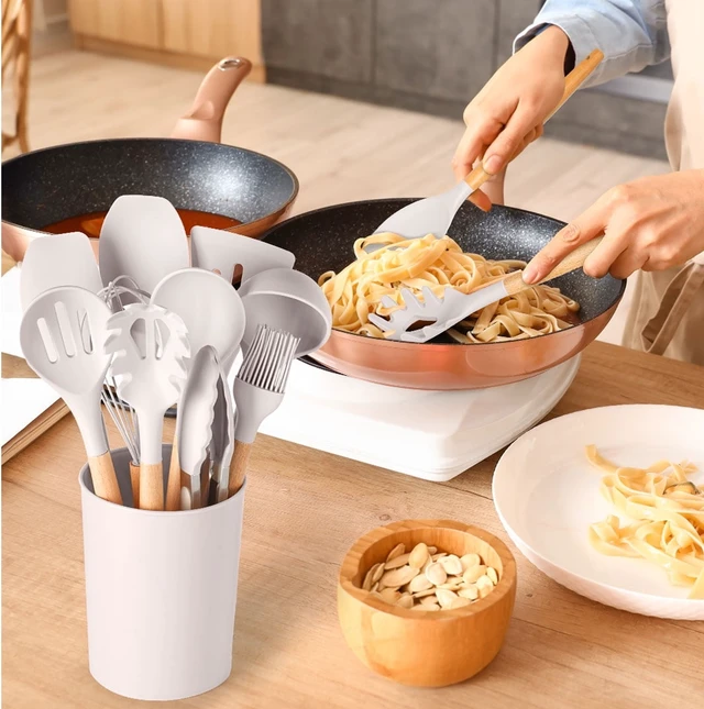 Alt view image 3 of 6 - Mainstays Silicone & Bamboo Cooking Utensil Set, 14 Pieces