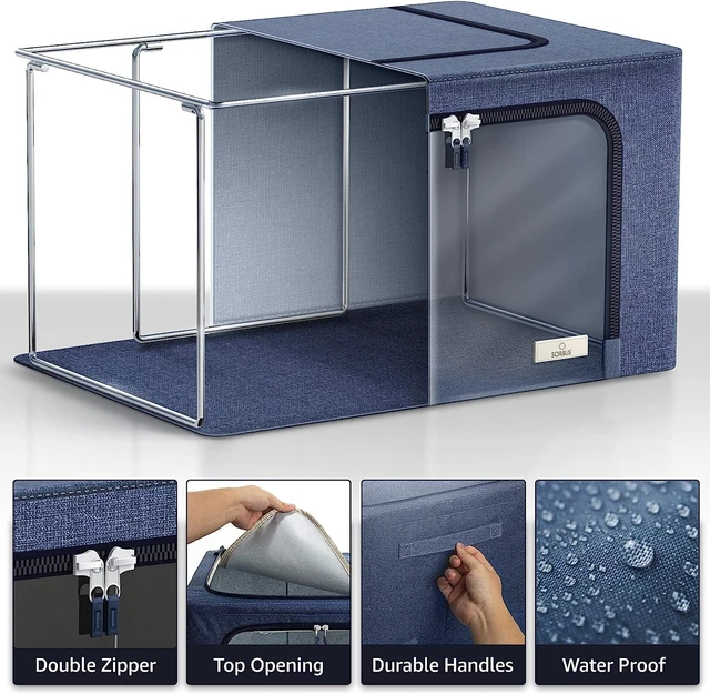 Alt view image 5 of 5 - Sorbus Storage Bins with Metal Frame, Stackable and Foldable with Window and Handles for Bedding and Clothes
